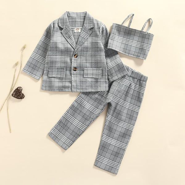 clothing sets girls plaid print clothes set long sleeve lapel neck coat sleeveless cropped pants, White
clothing sets girls plaid print clothes set long sleeve lapel neck coat sleeveless cropped pants, White