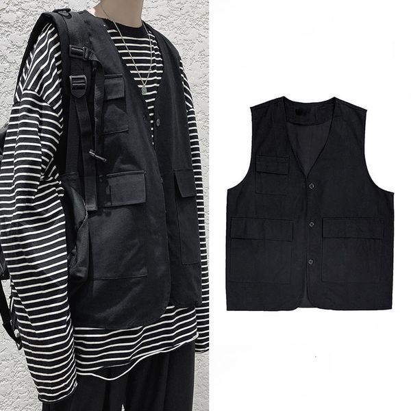 2021 new spring cotton men's fashion retro casual pocket coat men streetwear korean loose hip-hop vest jacket mens m-2xl oyhz, Black;white
2021 new spring cotton men's fashion retro casual pocket coat men streetwear korean loose hip-hop vest jacket mens m-2xl oyhz, Black;white