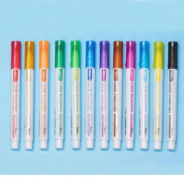 12 colors double line outline pen set glitter metallic color highlighter out line marker pen for art painting school jllcut
12 colors double line outline pen set glitter metallic color highlighter out line marker pen for art painting school jllcut