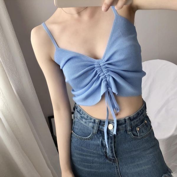 v neck knitted fabric women cami drawstring tie up front female strap sleeveless fitness vest summer crop, White
v neck knitted fabric women cami drawstring tie up front female strap sleeveless fitness vest summer crop, White