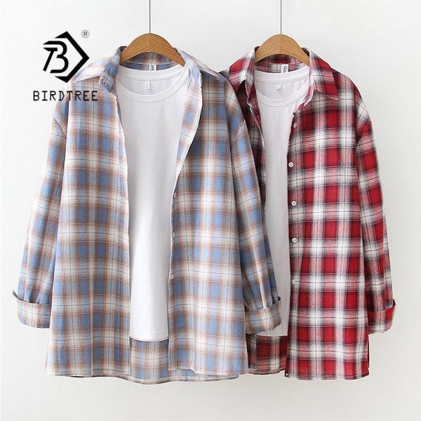 women's blouses & shirts 2021 plaid loose shirt office lady wear button up turn down collar long sleeve blouse feminina t8d510m, White
women's blouses & shirts 2021 plaid loose shirt office lady wear button up turn down collar long sleeve blouse feminina t8d510m, White