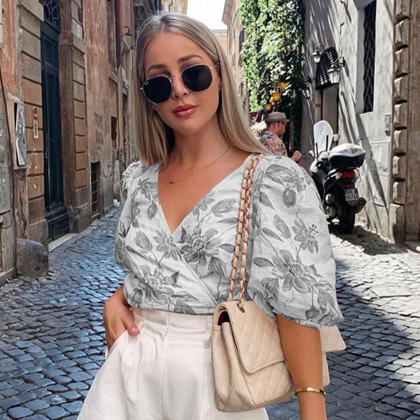 women's blouses & shirts floral print half sleeve blouse v-neck pullover flower casual sweet 2021 spring summer streetwear fashion lady, White
women's blouses & shirts floral print half sleeve blouse v-neck pullover flower casual sweet 2021 spring summer streetwear fashion lady, White