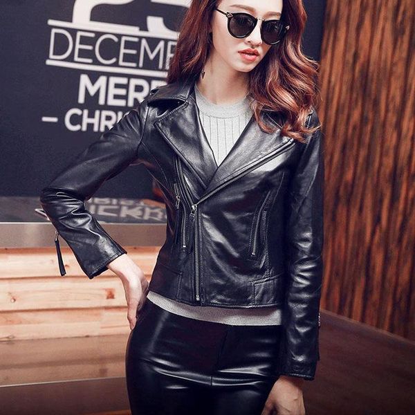 women's leather & faux fashion biker chic slim fit sheepskin genuine jackets short coat d924, Black
women's leather & faux fashion biker chic slim fit sheepskin genuine jackets short coat d924, Black