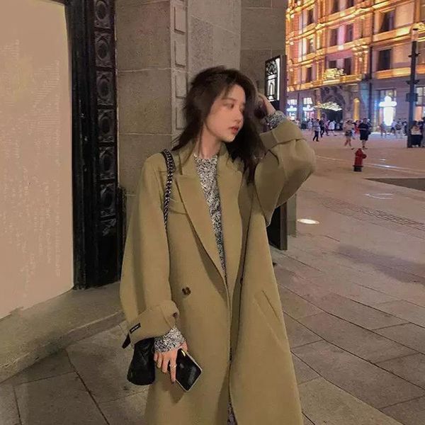 women's wool & blends double-sided cashmere coat 2021 autumn and winter korean style temperament waist over knee medium long woolen, Black
women's wool & blends double-sided cashmere coat 2021 autumn and winter korean style temperament waist over knee medium long woolen, Black