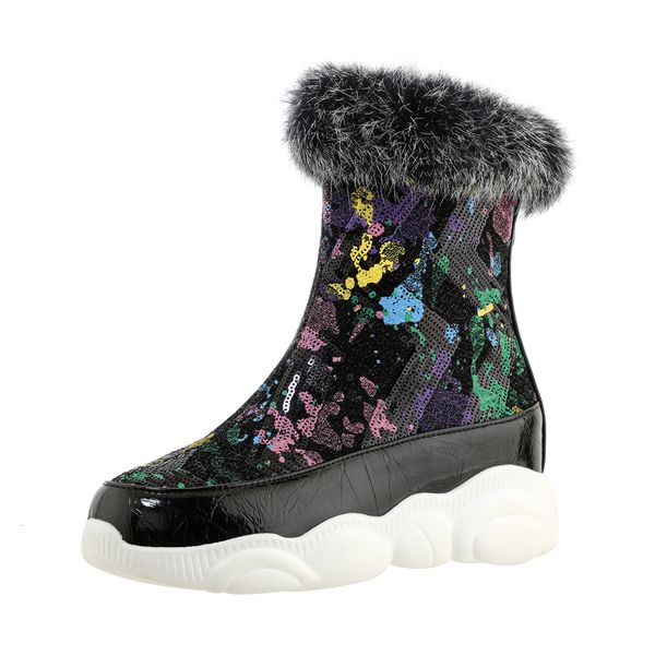 real special flat rabbit skin sequins material pattern ankle graffiti boots interior design foot extension set short boot 48nt, Black
real special flat rabbit skin sequins material pattern ankle graffiti boots interior design foot extension set short boot 48nt, Black