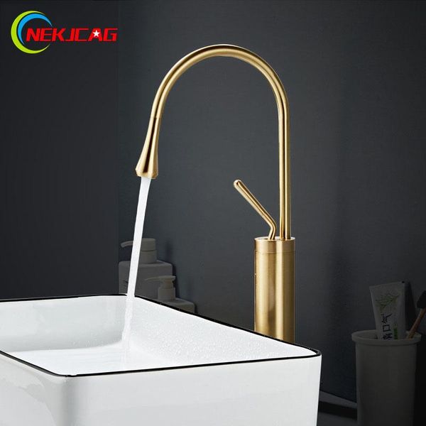 bathroom sink faucets luxury brushed golden basin faucet single 360 rotation spout brass mixer tap for kitchen cold water
bathroom sink faucets luxury brushed golden basin faucet single 360 rotation spout brass mixer tap for kitchen cold water