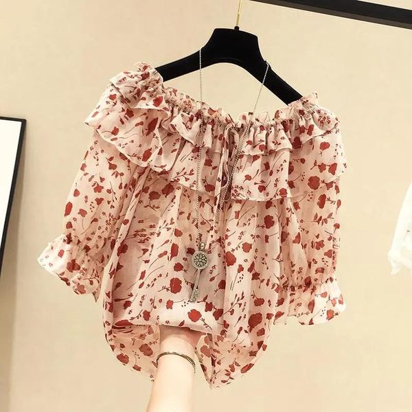 women's blouses & shirts slash collar floral print for women chiffon shirt korean ruffles sleeve blouse office summer blusas de mujer, White
women's blouses & shirts slash collar floral print for women chiffon shirt korean ruffles sleeve blouse office summer blusas de mujer, White