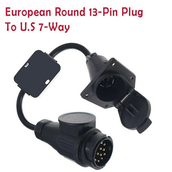 parts trailer light connector cable converter adapter european 13-pin to american 7-pin way plug.
parts trailer light connector cable converter adapter european 13-pin to american 7-pin way plug.