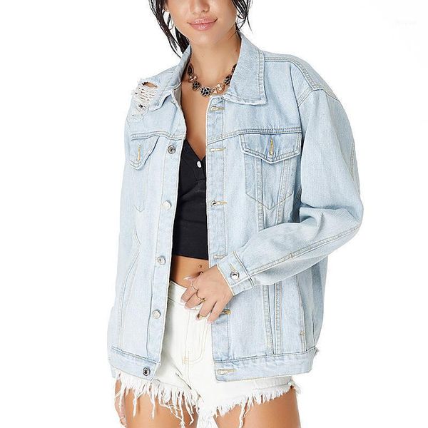 women's denim jacket light color ripped holes european and american short women, Black;brown
women's denim jacket light color ripped holes european and american short women, Black;brown