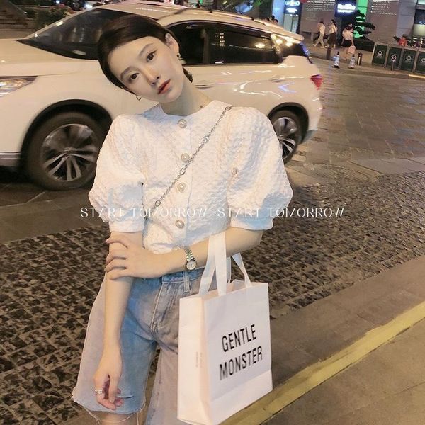 women's blouses & shirts french design fashion fragrance bubble sleeve short shirt coat thin style in summer 2021, White
women's blouses & shirts french design fashion fragrance bubble sleeve short shirt coat thin style in summer 2021, White