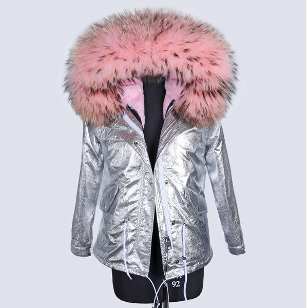 women's fur & faux the pink raccoon collar winter jacket for women in 2021 is a slim-fitting warm coat, Black