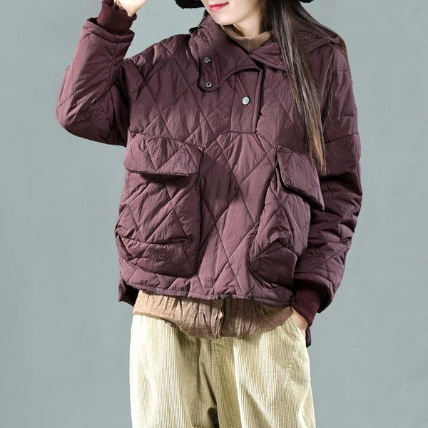 women's jackets winter women retro loose padded thicker coat hooded button pocket blended female fashion 2021, Black;brown
women's jackets winter women retro loose padded thicker coat hooded button pocket blended female fashion 2021, Black;brown