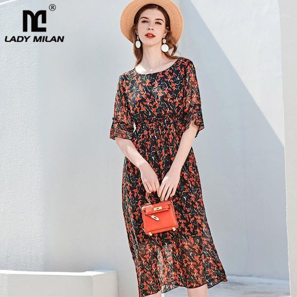 100% silk women's runway dresses o neck half sleeves floral printed ruffles fashion casual mid summer, Black;gray
100% silk women's runway dresses o neck half sleeves floral printed ruffles fashion casual mid summer, Black;gray