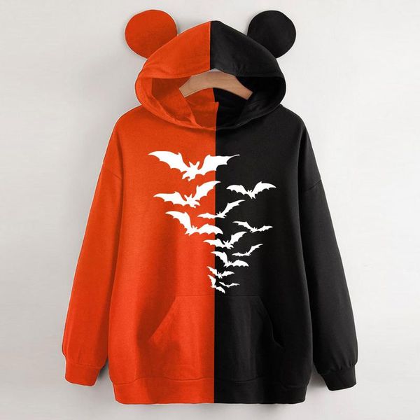 women's blouses & shirts 2021 womens hoodie halloween ear long sleeve pocket pullover sweatshirt oversized casual streetwear moletom fe, White 
women's blouses & shirts 2021 womens hoodie halloween ear long sleeve pocket pullover sweatshirt oversized casual streetwear moletom fe, White