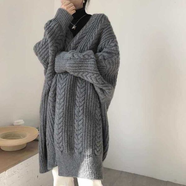 2021sweater coat women's thick thread twist loose lazy korean autumn and winter foreign style medium long knitted cardigan, White;black
2021sweater coat women's thick thread twist loose lazy korean autumn and winter foreign style medium long knitted cardigan, White;black