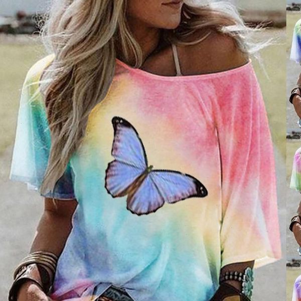 t shirt women harajuku women 2021 plus size loose one shoulder tie dye butterfly print t shirt camisetas mujer, White
t shirt women harajuku women 2021 plus size loose one shoulder tie dye butterfly print t shirt camisetas mujer, White