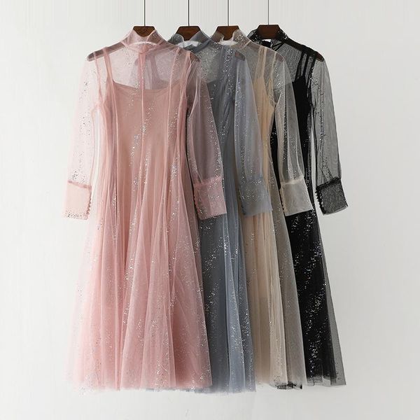 casual dresses women summer bling sequined dress a-line elastic slim high waist tulle pullover zipper mesh gauze voile pleated, Black;gray
casual dresses women summer bling sequined dress a-line elastic slim high waist tulle pullover zipper mesh gauze voile pleated, Black;gray