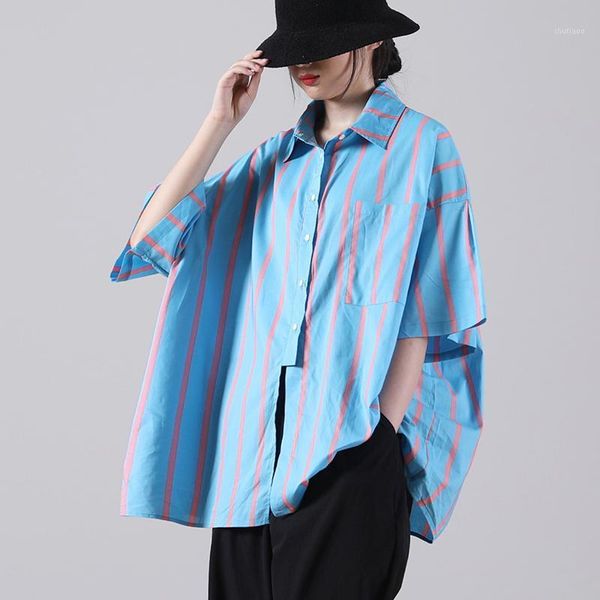 women's blouses & shirts superaen summer 2021 loose plus size literary stripes color single-pocket short-sleeved women, White
women's blouses & shirts superaen summer 2021 loose plus size literary stripes color single-pocket short-sleeved women, White