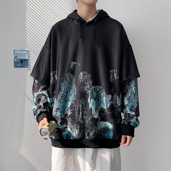 men's hoodies & sweatshirts mrgb landscape painting graphic fake two sets oversize men hoodie chinese style vintage male hooded sweatsh, Black
men's hoodies & sweatshirts mrgb landscape painting graphic fake two sets oversize men hoodie chinese style vintage male hooded sweatsh, Black