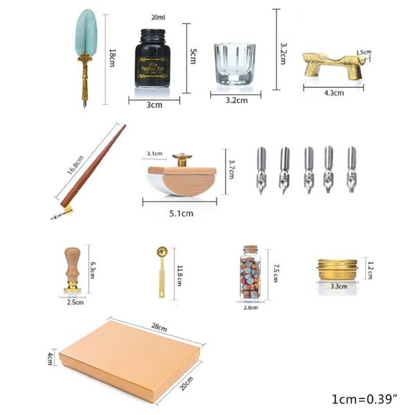 retro calligraphy quill feather dip pen with nibs wax seal stamp holder gift box q1jc
retro calligraphy quill feather dip pen with nibs wax seal stamp holder gift box q1jc