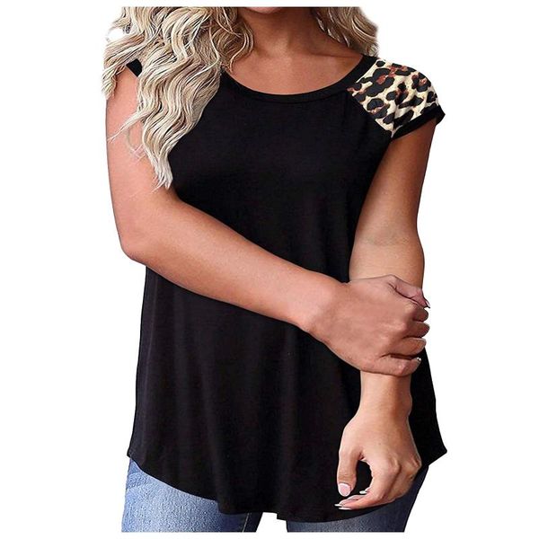 women's t-shirt 2021 print t shirt women leopard splicing stripes fashion round neck casual tshirt short sleeves tees female #t2p, White
women's t-shirt 2021 print t shirt women leopard splicing stripes fashion round neck casual tshirt short sleeves tees female #t2p, White