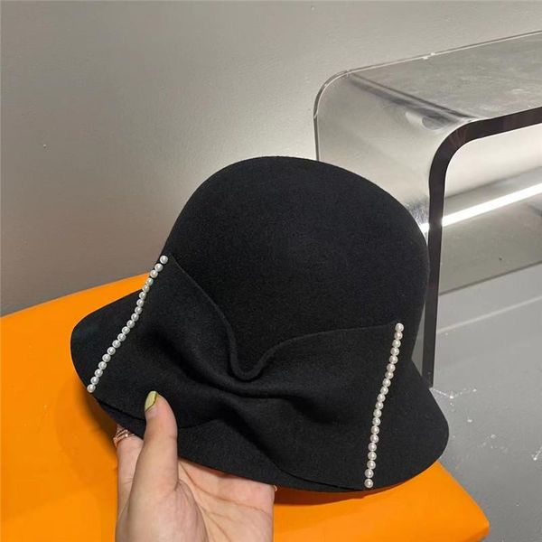 wide brim hats 202108-wei pearl black wool bowknot grace lady bucket cap women leisure hat, Blue;gray
wide brim hats 202108-wei pearl black wool bowknot grace lady bucket cap women leisure hat, Blue;gray