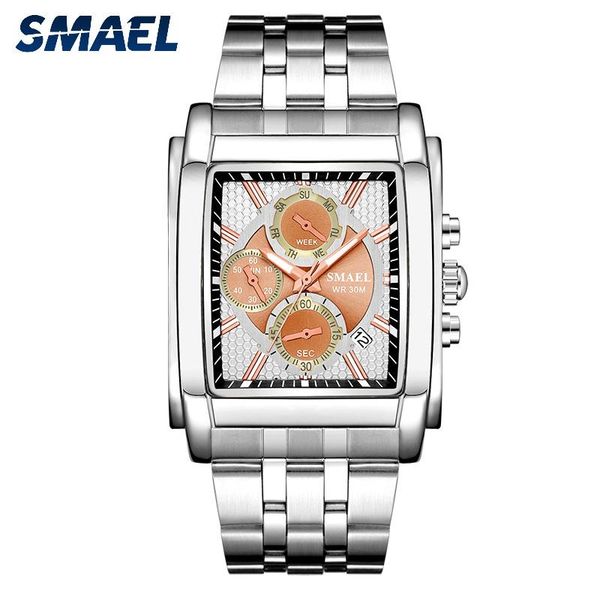 wristwatches square men quartz watch fashion clock stainless steel male wrist large dial casual dual time, Slivery;brown
wristwatches square men quartz watch fashion clock stainless steel male wrist large dial casual dual time, Slivery;brown