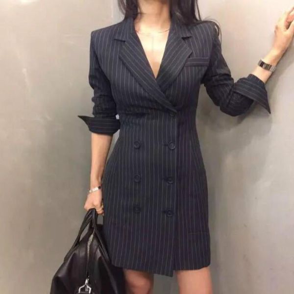 casual dresses spring winter women 2021 blazer dress long sleeve double breasted office lady suit mini thin elegent party, Black;gray
casual dresses spring winter women 2021 blazer dress long sleeve double breasted office lady suit mini thin elegent party, Black;gray
