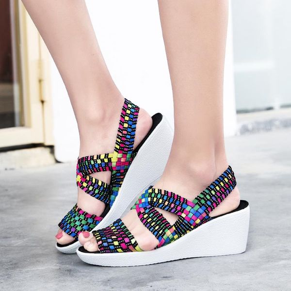 dress shoes women's sandals fashion summer hand-woven thick bottom increased platform wedges casual, Black
dress shoes women's sandals fashion summer hand-woven thick bottom increased platform wedges casual, Black