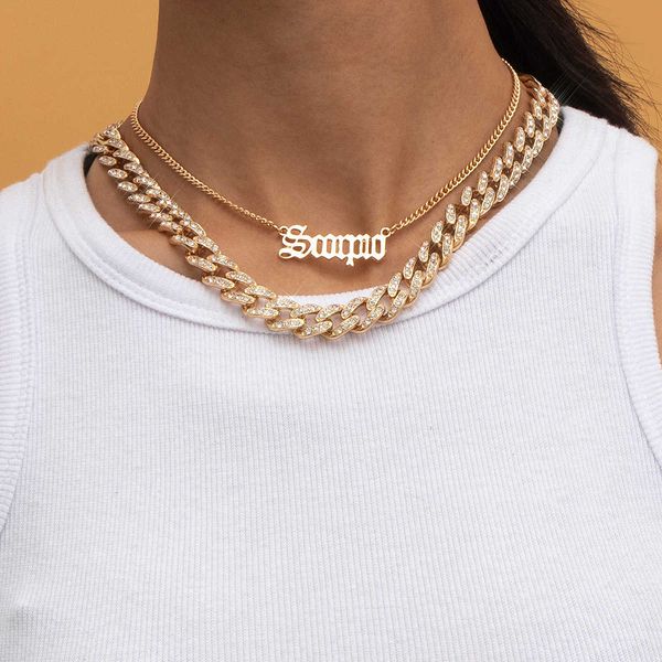jewelry exaggeration temperament multi-layer full set cuban buckle female personality letter pendant necklace, Silver
jewelry exaggeration temperament multi-layer full set cuban buckle female personality letter pendant necklace, Silver
