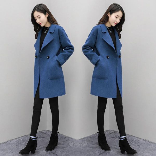 women's wool & blends kmetram autumn winter jacket women woolen coat female korean long coats and jackets clothes 2021 chaqueta mujer m, Black
women's wool & blends kmetram autumn winter jacket women woolen coat female korean long coats and jackets clothes 2021 chaqueta mujer m, Black