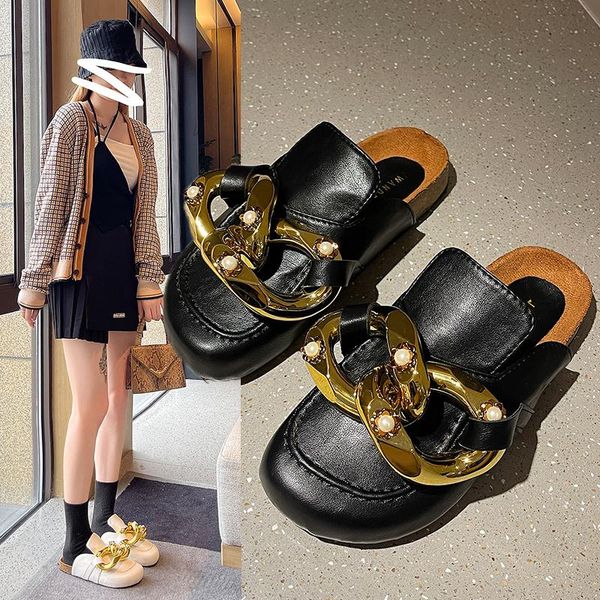 sandals 2021 women slipper fashion big gold chain shoes toe slip on flat heel casual slides, Black
sandals 2021 women slipper fashion big gold chain shoes toe slip on flat heel casual slides, Black