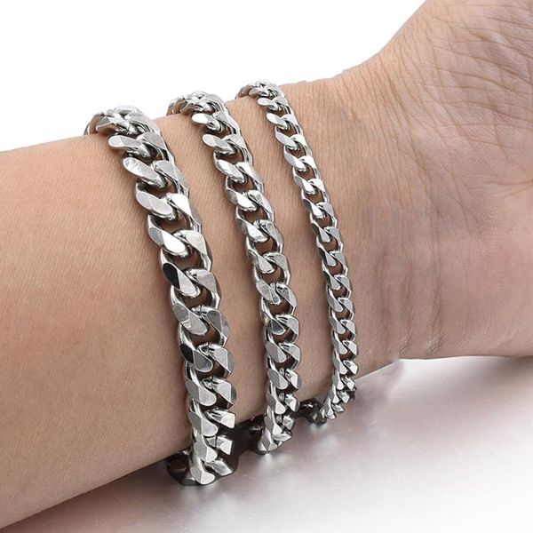 link, chain 2021 simple cuban bracelet couple punk men's and women wide student hip hop jewelry stainless steel, Black
link, chain 2021 simple cuban bracelet couple punk men's and women wide student hip hop jewelry stainless steel, Black