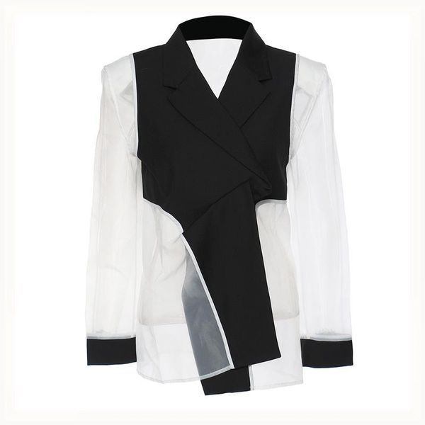 women's suits & blazers black organza perspective for women elegant lapel long sleeve loose fit jacket fashion tide spring autumn 2021, White;black
women's suits & blazers black organza perspective for women elegant lapel long sleeve loose fit jacket fashion tide spring autumn 2021, White;black