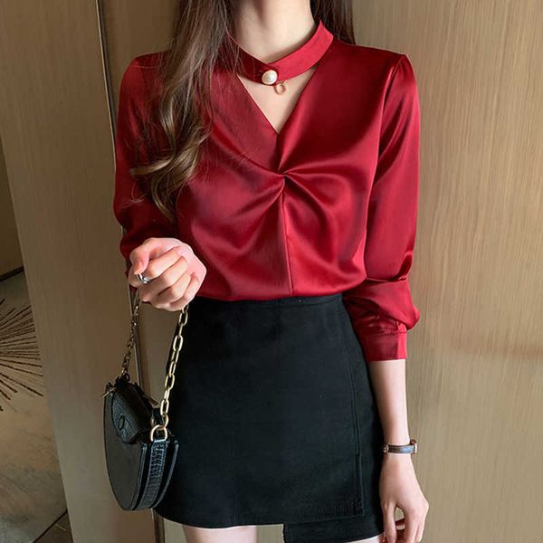 korean women silk blouses satin shirts elegant woman long sleeve ol shirt plus size v neck blusas femininas elegante 210531, White
korean women silk blouses satin shirts elegant woman long sleeve ol shirt plus size v neck blusas femininas elegante 210531, White