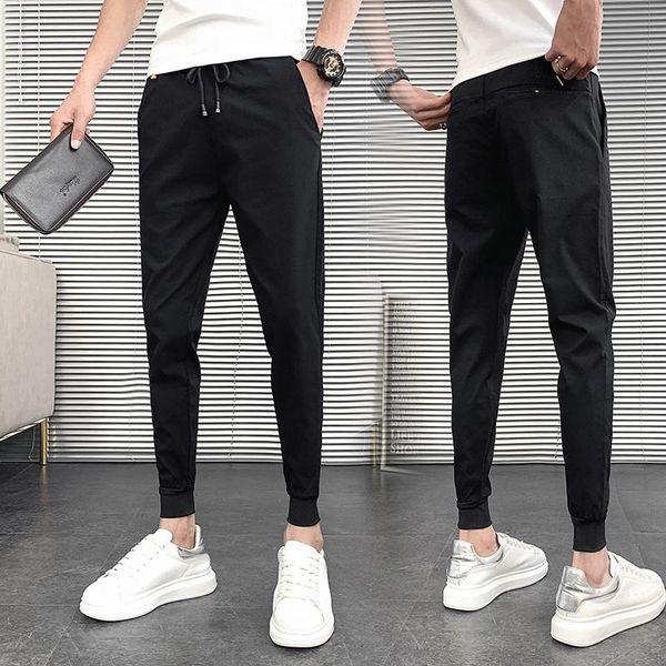 men's pants summer men casual harem brand fashion korean slim fit joggers solid all match streetwear trousers, Black
men's pants summer men casual harem brand fashion korean slim fit joggers solid all match streetwear trousers, Black
