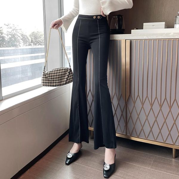 women's pants & capris elegant boot cut black fashion vintage full length flare elastic waist office lady chic trousers 2021 bell botto, Black;white
women's pants & capris elegant boot cut black fashion vintage full length flare elastic waist office lady chic trousers 2021 bell botto, Black;white