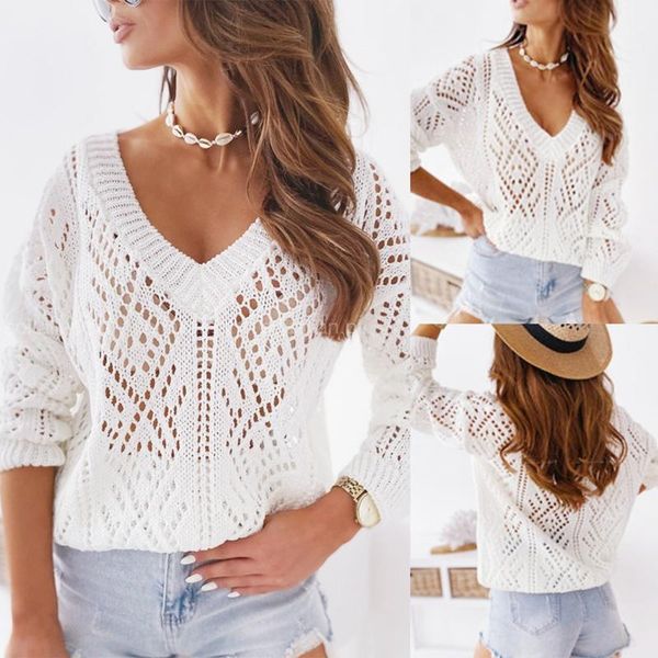women's fashion casual hook flower hollow v-neck knitted pullover knit white, White;black
women's fashion casual hook flower hollow v-neck knitted pullover knit white, White;black