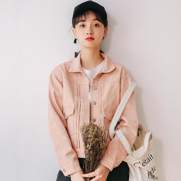 women's jackets pink denim jacket spring feminina casual turn-down collar long sleeve women korean loose jean, Black;brown
women's jackets pink denim jacket spring feminina casual turn-down collar long sleeve women korean loose jean, Black;brown