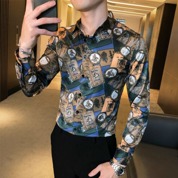 2021 luxury retro print sleeve long thin suit male casual shirt streetwear social party men's blouse hpgg, White;black
2021 luxury retro print sleeve long thin suit male casual shirt streetwear social party men's blouse hpgg, White;black
