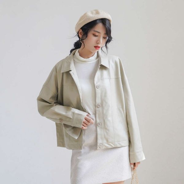 designerkorean women's new clothing 2020 autumn and loose winter bf style handsome pu imitation leather lapel jacket, Black
designerkorean women's new clothing 2020 autumn and loose winter bf style handsome pu imitation leather lapel jacket, Black