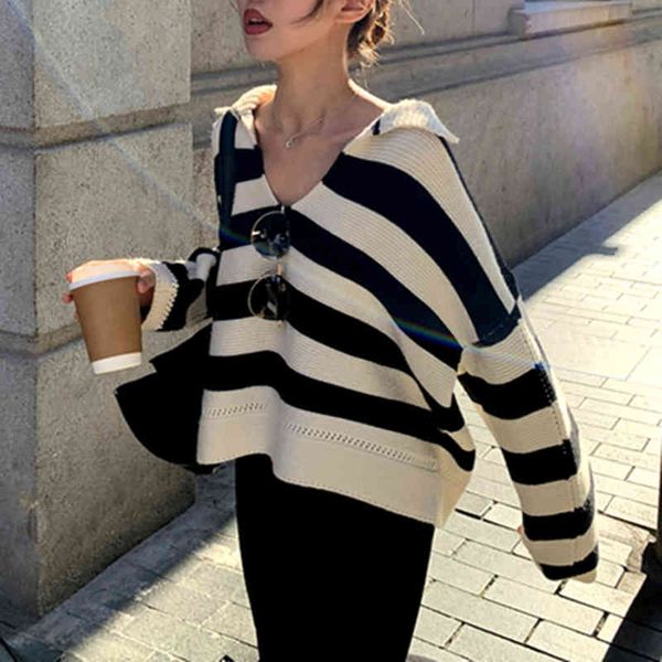 women's sweaters colorfaith autumn winter women sweater polo collar pullovers knitted striped korean elegant wild ladies jumpers sw1181, White;black
women's sweaters colorfaith autumn winter women sweater polo collar pullovers knitted striped korean elegant wild ladies jumpers sw1181, White;black