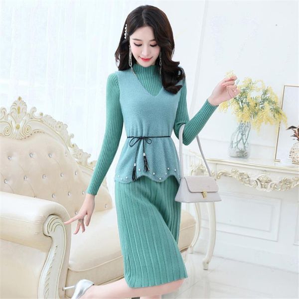casual dresses elegant 2 pieces women knitted dress solid bodycon sweater autumn winter ladies pullover work wear suit, Black;gray
casual dresses elegant 2 pieces women knitted dress solid bodycon sweater autumn winter ladies pullover work wear suit, Black;gray