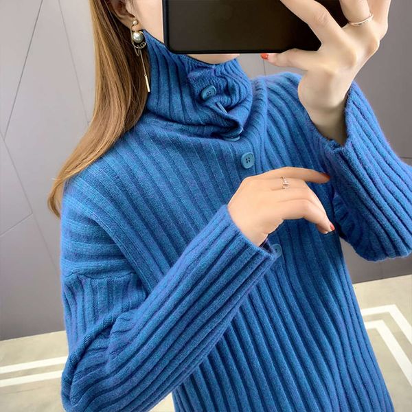 high necked sweater for women's loose and lazy wear, White;black
high necked sweater for women's loose and lazy wear, White;black