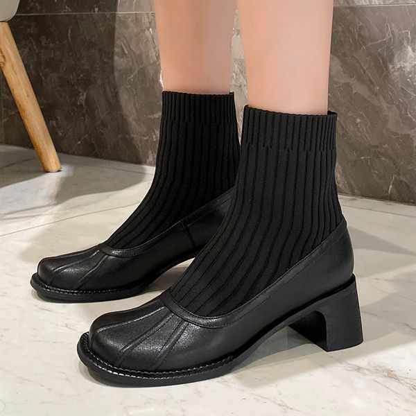 elastic knitting 2021 winter new ankle sock boots women breathable real leather boots stockings stretch slip on shoes feminine, Black
elastic knitting 2021 winter new ankle sock boots women breathable real leather boots stockings stretch slip on shoes feminine, Black