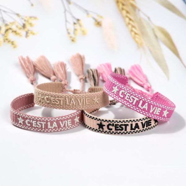 tennis personality letter bracelet c'est la vie hand-embroidered adjustable wrist tassel rope fashion friendship jewelry pulseras mujer, Golden;silver
tennis personality letter bracelet c'est la vie hand-embroidered adjustable wrist tassel rope fashion friendship jewelry pulseras mujer, Golden;silver