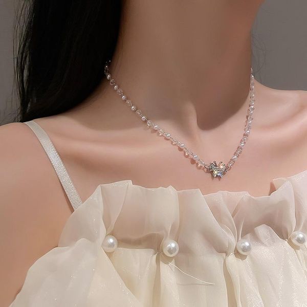 chains fashion personality crystal pearl set auger butterfly necklace collarbone chain accessories female, Silver
chains fashion personality crystal pearl set auger butterfly necklace collarbone chain accessories female, Silver