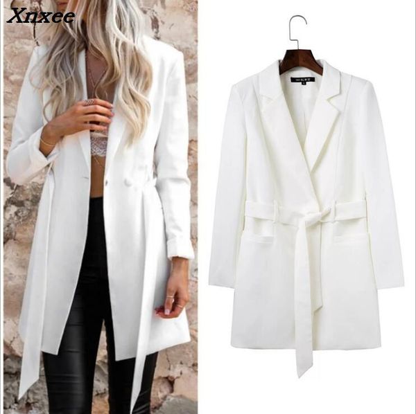 women's suits & blazers women long suit blazer with belt office ladies slim formal coat jacket casual outwear female work wear feminino, White;black
women's suits & blazers women long suit blazer with belt office ladies slim formal coat jacket casual outwear female work wear feminino, White;black