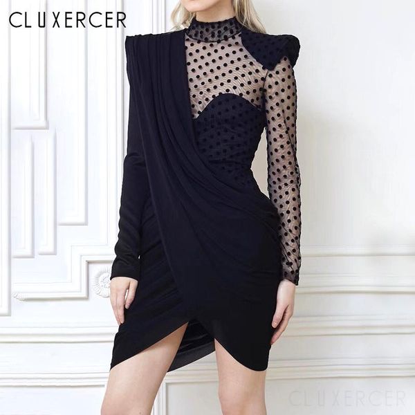 casual dresses 2021 spring summer fashion black mini dress women cutouts backless date night evening party mesh, Black;gray
