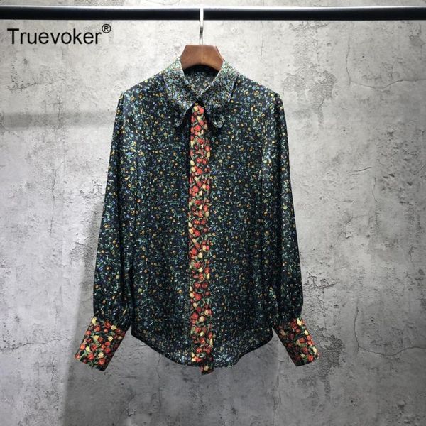 truevoker spring runway fashion blouse women's high end turn down collar full sleeve vintage flower print 100% silk shirts, White
truevoker spring runway fashion blouse women's high end turn down collar full sleeve vintage flower print 100% silk shirts, White